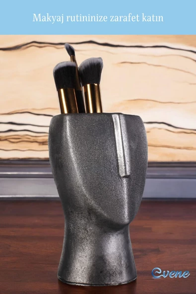 Evene Makyaj Organizeri Makyaj Fırçalığı Makyaj Organizer Düzenleyici Gümüş Eskitme Renk Model 23 - Resim 3