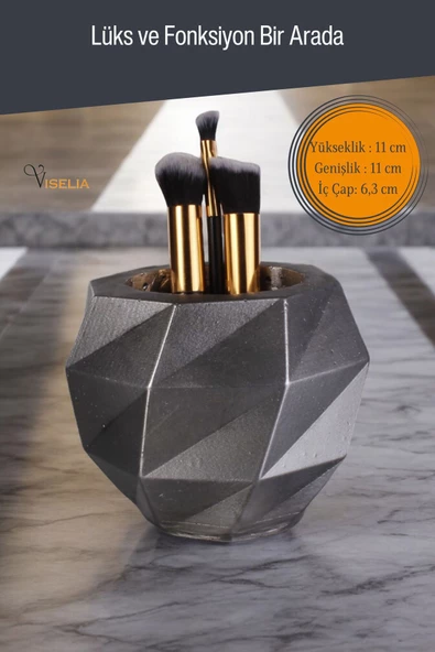 Viselia Makyaj Duzenleyici Makyaj Organizeri Makyaj Fırçalığı Makyaj Fırçası Gümüş Eskitme Renk Model 20 - Resim 2