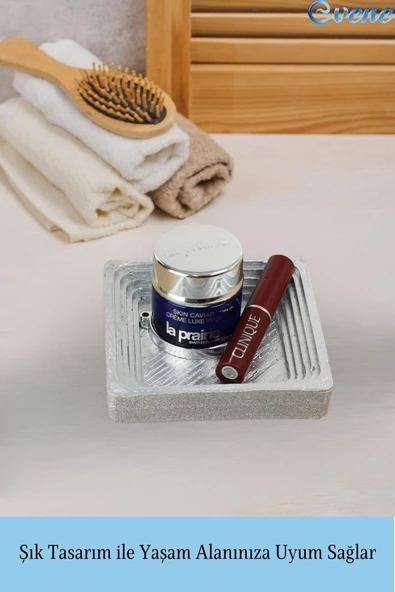 Evene Makyaj Organizeri Gümüş Renk Kozmetik Makyaj Düzenleyici Model 4 - Resim 4