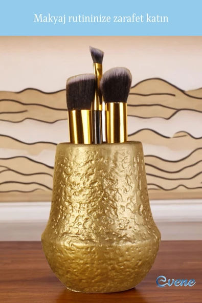 Evene Makyaj Organizeri Makyaj Fırçalığı Makyaj Organizer Düzenleyici Altın Renk Model 15 - Resim 3