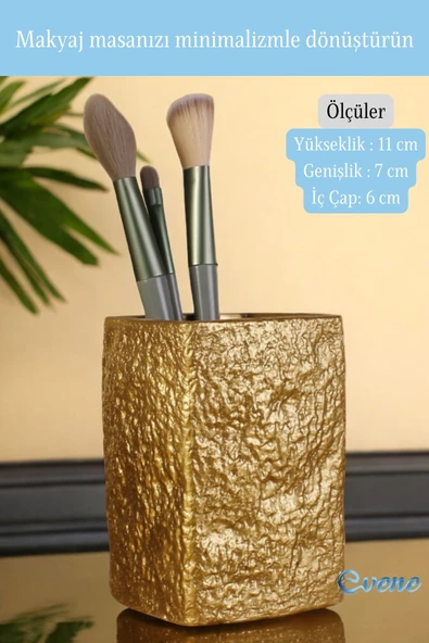 Evene Makyaj Organizeri Makyaj Fırçalığı Makyaj Organizer Düzenleyici Altın Renk Model 7 - 2
