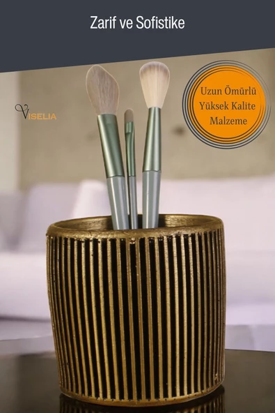 Viselia Makyaj Duzenleyici Makyaj Organizeri Makyaj Fırçalığı Makyaj Fırçası Altın Eskitme Renk Model 1 - 4