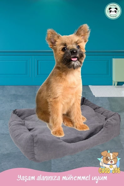 Pandogo Kedi Yatağı Evcil Hayvan Kedi Minderi Evcil Hayvan Dikdörtgen 65x45 Cm Yumuşak Minder Gri - Resim 5