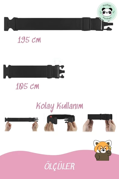 Pandogo Valiz Kilidi Bavul Emniyet Şeridi Pembe - 4