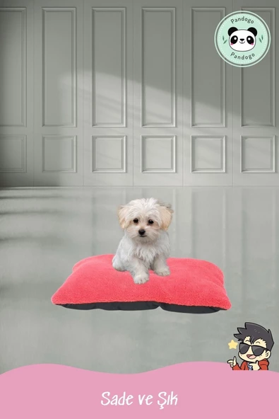 Pandogo Kedi Yatağı Evcil Hayvan Kedi Minderi 50x35 Cm Evcil Hayvan Minder Kırmızı - Resim 6