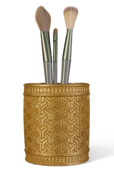 Evene Makyaj Organizeri Makyaj Fırçalığı Makyaj Organizer Düzenleyici Altın Renk Model 4 ürün görseli 1