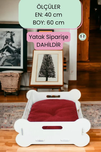 Pandogo Köpek Yatağı Ahşap Beyaz Renk Model 1 - 4