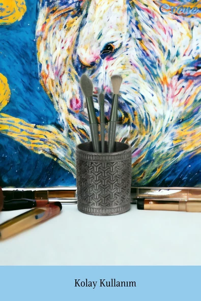 Evene Makyaj Organizeri Makyaj Fırçalığı Makyaj Organizer Düzenleyici Gümüş Eskitme Renk Model 4 - Resim 3