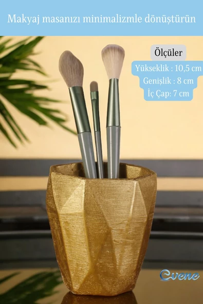 Evene Makyaj Organizeri Makyaj Fırçalığı Makyaj Organizer Düzenleyici Altın Renk Model 2 - Resim 2