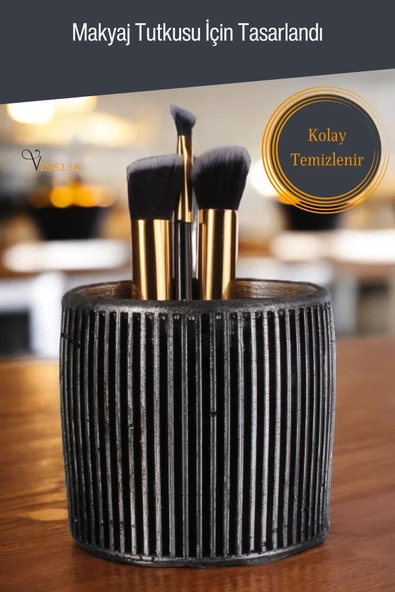 Viselia Makyaj Duzenleyici Makyaj Organizeri Makyaj Fırçalığı Makyaj Fırçası Gümüş Eskitme Renk Model 1 - Resim 5