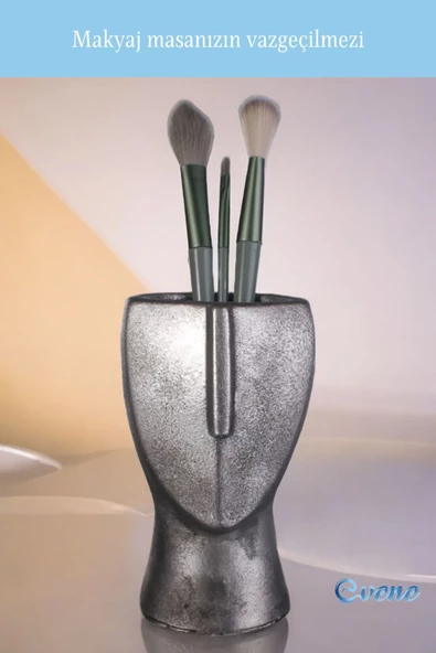 Evene Makyaj Organizeri Makyaj Fırçalığı Makyaj Organizer Düzenleyici Gümüş Eskitme Renk Model 23 - Resim 5