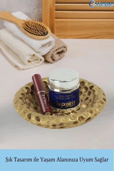 Evene Makyaj Organizeri Altın Renk Kozmetik Makyaj Düzenleyici Baloncuklu Model - Resim 4