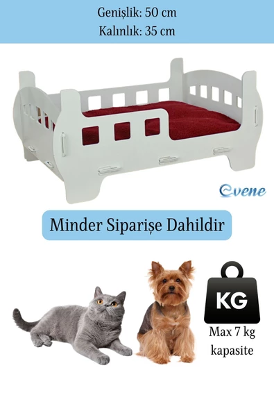 Evene Büyük Kedi Yatağı Dekoratif Ahşap Dayanıklı Beyaz Renk Beşik Karyola Model - 2