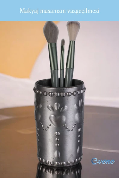 Evene Makyaj Organizeri Makyaj Fırçalığı Makyaj Organizer Düzenleyici Gümüş Eskitme Renk Model 10 - Resim 5