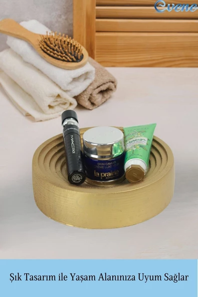 Evene Makyaj Organizeri Altın Renk Kozmetik Makyaj Düzenleyici Model 2 - Resim 4