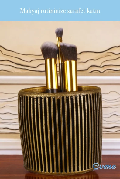 Evene Makyaj Organizeri Makyaj Fırçalığı Makyaj Organizer Düzenleyici Altın Eskitme Renk Model 1 - Resim 3