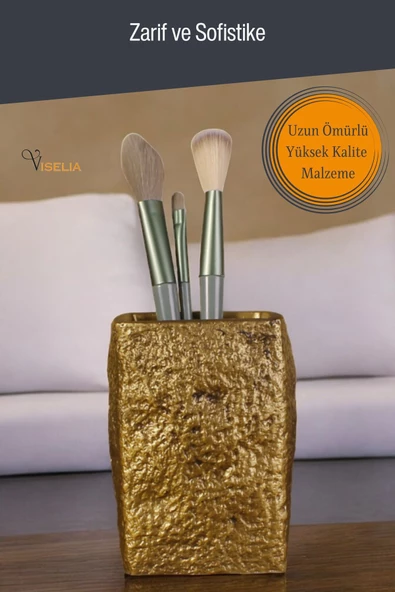 Viselia Makyaj Duzenleyici Makyaj Organizeri Makyaj Fırçalığı Makyaj Fırçası Altın Eskitme Renk Model 7 - Resim 4