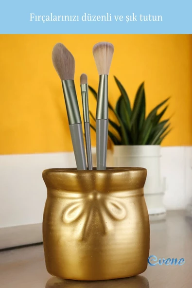 Evene Makyaj Organizeri Makyaj Fırçalığı Makyaj Organizer Düzenleyici Altın Renk Model 8 - Resim 4