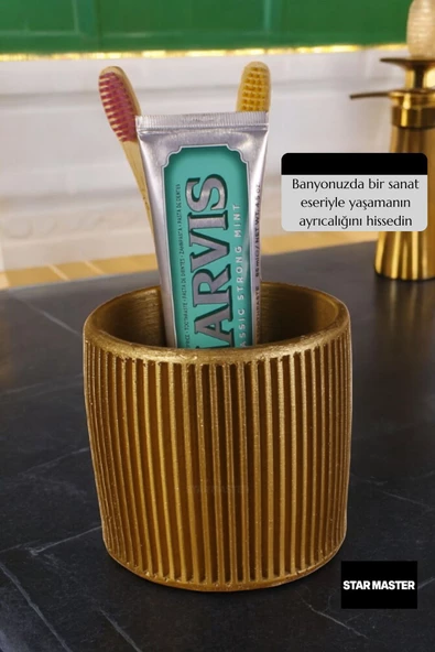 Star Master Diş Fırçası Kabı Diş Fırçalığı Fırçalık Altın Renk Model 1 - 4