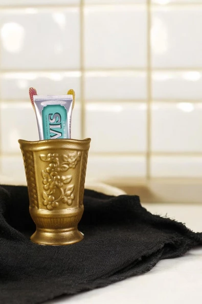 Evene Diş Fırçalığı Diş Fırçalık Diş Fırçası Standı Diş Fırçası Tutucu Altın Eskitme Model 9 ürün görseli 1