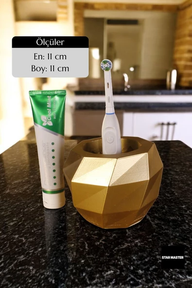 Star Master Diş Fırçası Kabı Diş Fırçalığı Fırçalık Altın Renk Model 20 - 2
