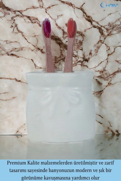 Evene Diş Fırçalığı Diş Fırçalık Diş Fırçası Standı Diş Fırçası Tutucu Beyaz Model 8 - Resim 4