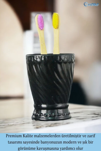 Evene Diş Fırçalığı Diş Fırçalık Diş Fırçası Standı Diş Fırçası Tutucu Siyah Model 14 - Resim 4