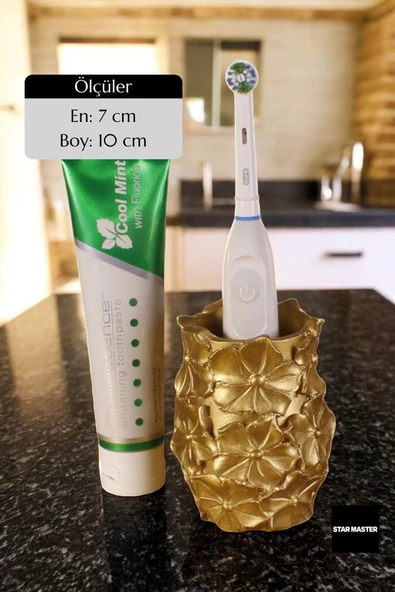 Star Master Diş Fırçası Kabı Diş Fırçalığı Fırçalık Altın Renk Model 16 - Resim 2