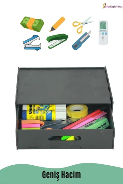 StarLightning Gizli Çekmece Organizer Masa Altı Saklama Kabı Siyah Renk Model 1 - Resim 3