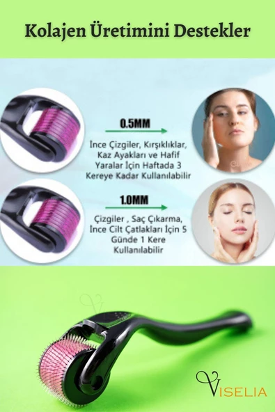 Viselia Saç Çıkarma Tarağı - Titanyum Iğneli Derma Roller Cilt Yenileme 0.5 Mm - Resim 5