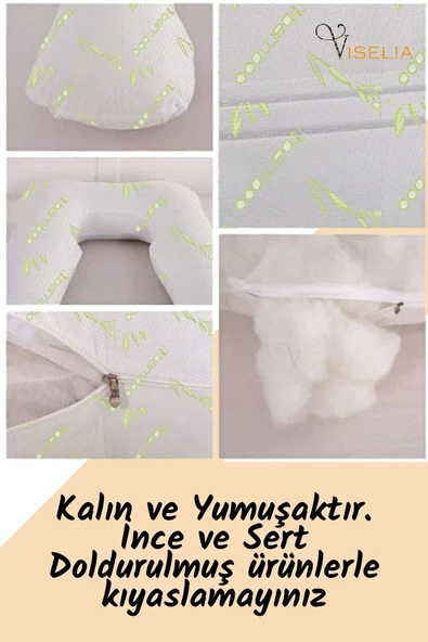 Viselia Hamile Yastığı Destekli Bambu Uyku Emzirme Minderi Gebelik Minder Ve Hamilelik Yatak 2,5 Kg - 3