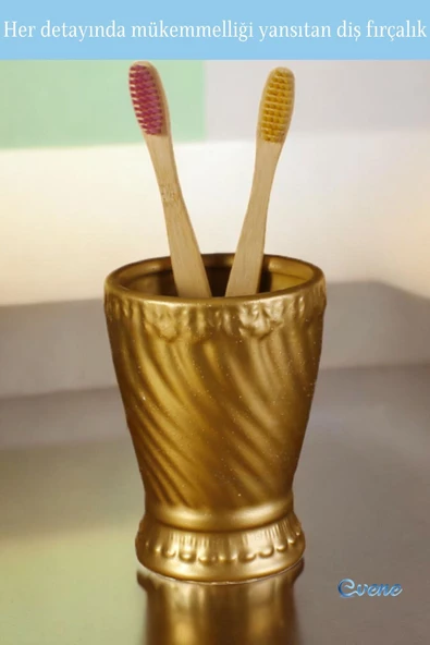 Evene Diş Fırçalığı Diş Fırçalık Diş Fırçası Standı Diş Fırçası Tutucu Altın Model 14 - Resim 6