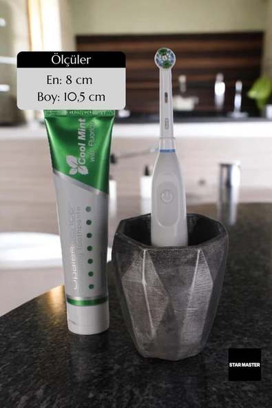 Star Master Diş Fırçası Kabı Diş Fırçalığı Fırçalık Gümüş Eskitme Renk Model 2 - 2