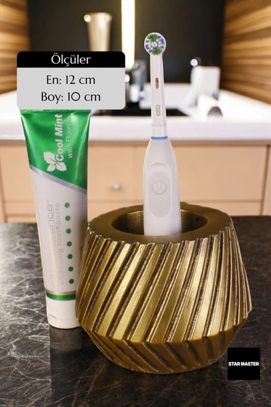 Star Master Diş Fırçası Kabı Diş Fırçalığı Fırçalık Altın Eskitme Renk Model 21 - Resim 2