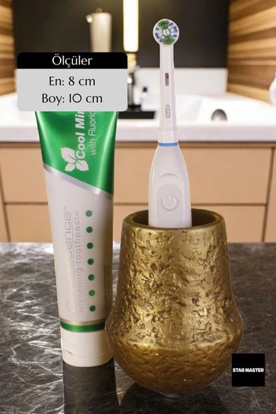 Star Master Diş Fırçası Kabı Diş Fırçalığı Fırçalık Altın Eskitme Renk Model 15 - 2