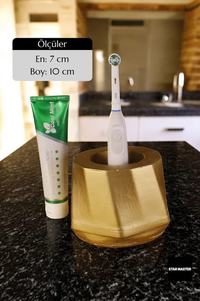 Star Master Diş Fırçası Kabı Diş Fırçalığı Fırçalık Altın Renk Model 17 - Resim 2