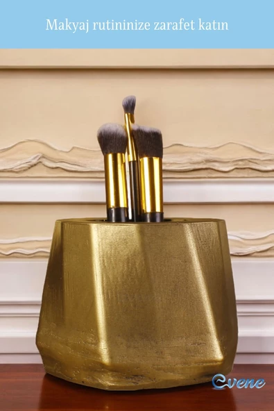 Evene Makyaj Organizeri Makyaj Fırçalığı Makyaj Organizer Düzenleyici Altın Eskitme Renk Model 17 - Resim 3