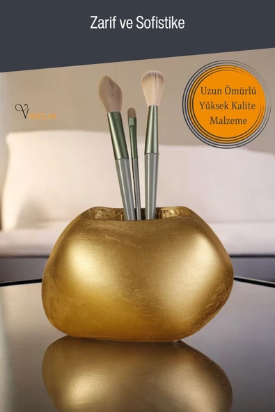 Viselia Makyaj Duzenleyici Makyaj Organizeri Makyaj Fırçalığı Makyaj Fırçası Altın Renk Model 22 - Resim 4