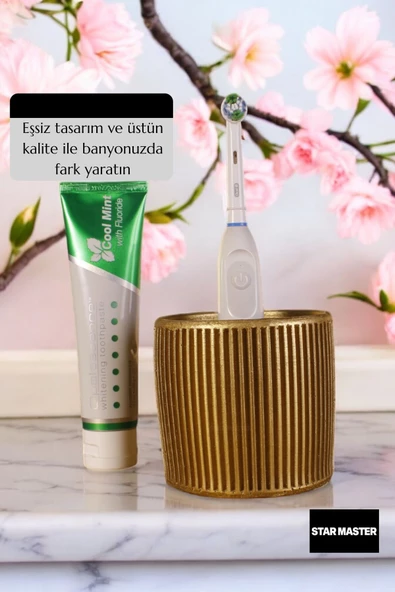 Star Master Diş Fırçası Kabı Diş Fırçalığı Fırçalık Altın Renk Model 1 - 3