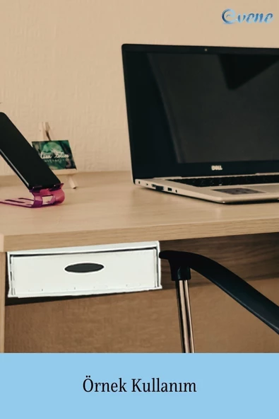 Evene Gizli Çekmece Organizer Masa Altı Saklama Kabı Beyaz Renk Model 2 - Resim 3