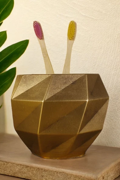 Star Master Diş Fırçası Kabı Diş Fırçalığı Fırçalık Altın Eskitme Renk Model 20 - 1