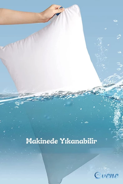 Evene Yastık Boncuk Elyaf Antibakteriyel Uyku Yastığı Pamuklu 800 Gr + Pamuklu Fermuarlı Kılıf 2 Adet - 6