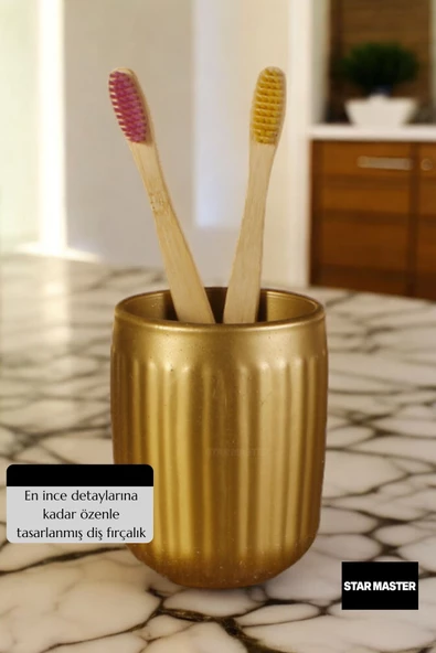 Star Master Diş Fırçası Kabı Diş Fırçalığı Fırçalık Altın Renk Model 11 - Resim 5