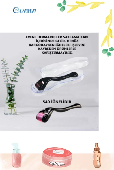 Evene Dermaroller Saç Çıkarma Tarağı İğneli Tarak Saç Rulosu Roller 1 mm Saklama Kabı - Resim 4