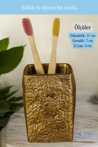 Evene Diş Fırçalığı Diş Fırçalık Diş Fırçası Standı Diş Fırçası Tutucu Altın Eskitme Model 7 - 2