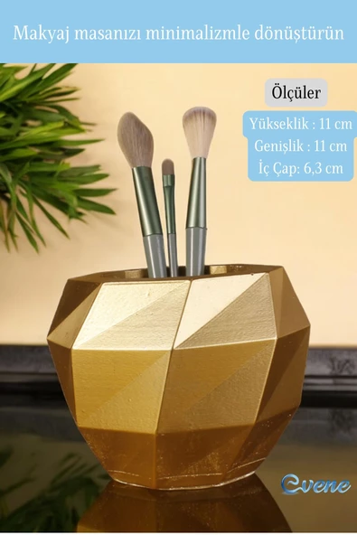 Evene Makyaj Organizeri Makyaj Fırçalığı Makyaj Organizer Düzenleyici Altın Renk Model 20 - 2