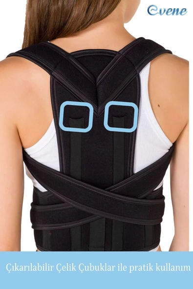 Evene Dik Duruş Korsesi Sırt Korsesi Dik Durmak İçin Korse Medikal Korse Çelik Korse Siyah Korse Model 3 - 4
