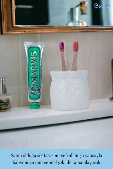 Evene Diş Fırçalığı Diş Fırçalık Diş Fırçası Standı Diş Fırçası Tutucu Beyaz Model 8 - Resim 3