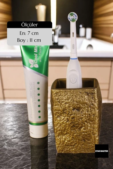 Star Master Diş Fırçası Kabı Diş Fırçalığı Fırçalık Altın Eskitme Renk Model 7 - 2