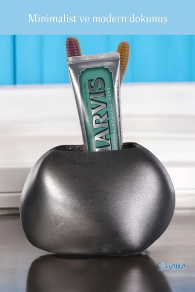 Evene Diş Fırçalığı Diş Fırçalık Diş Fırçası Standı Diş Fırçası Tutucu Gümüş Eskitme Renk Model 22 - Resim 3